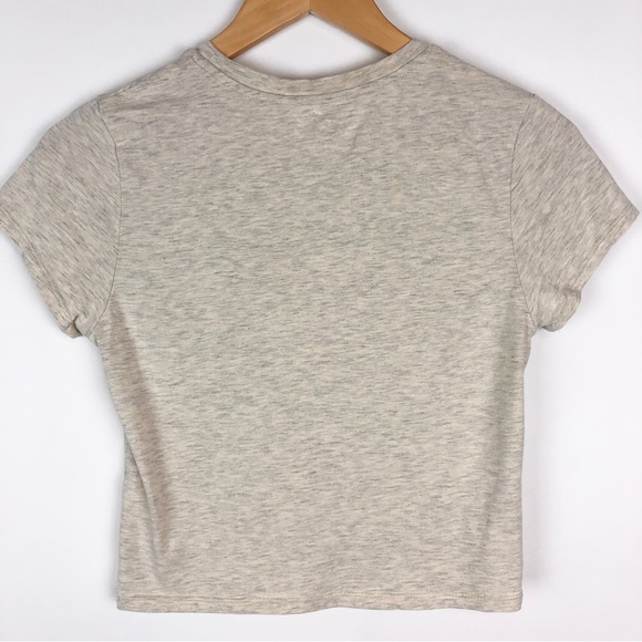 Splash Stretchy Baby Tee Heathered Beige Cropped Short Sleeve Tee - Picture 2 of 7